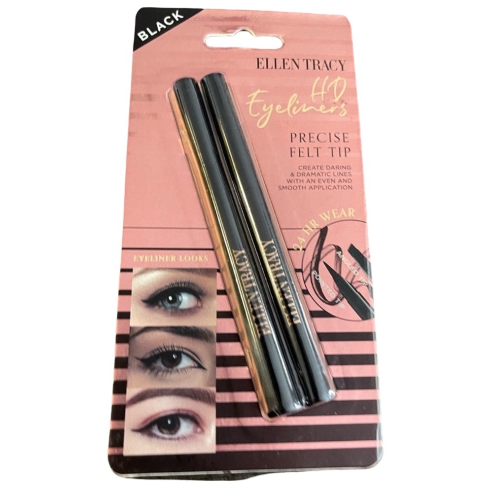 Ellen Tracy eyeliner duo HD tip black 2 pc set new gift holidays